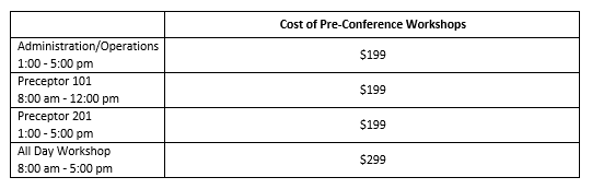 2025 Pre Conference Registration Prices